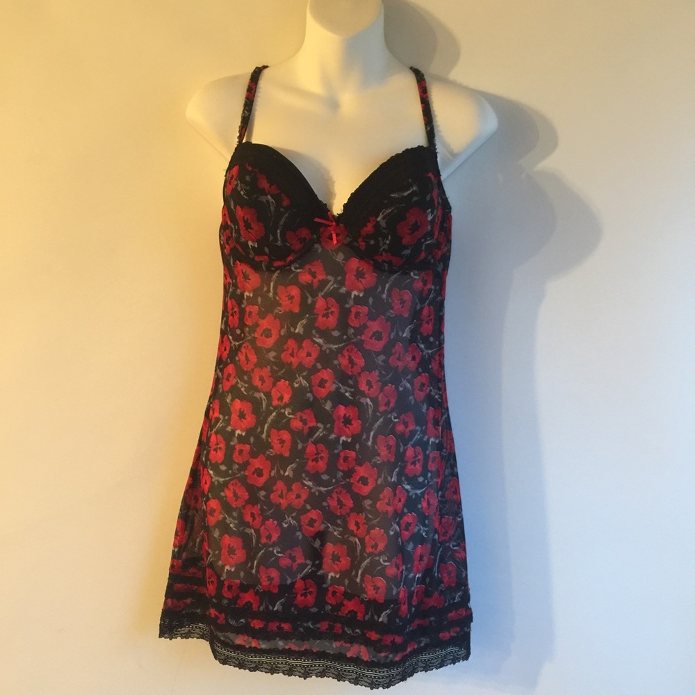 MARILYN MONROE RED/BLACK INTIMATE FLORAL SEXY NIGHTY WOMENS SIZE XL